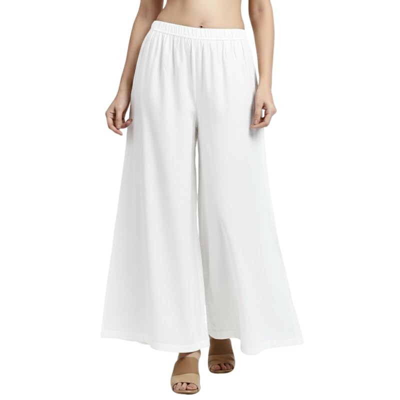 crystal sky Soft Breathable Viscose Rayon Flared Palazzo Pant for Women Relaxed Fit Wide Leg Straight Plazzo Casual Ethnic Wear-picture-49