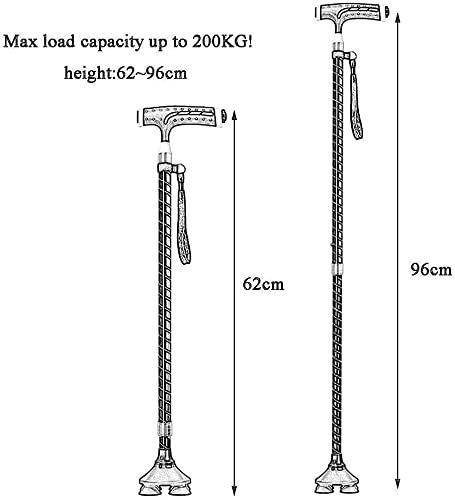 Canne de marche réglable et béquille ergonomique avec éclairage LED - 8