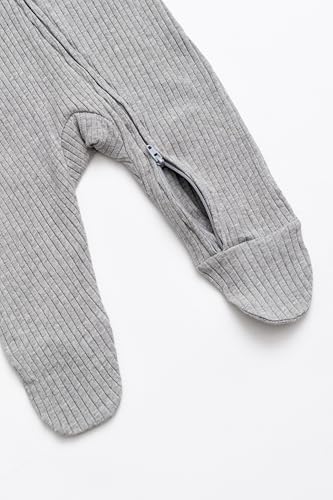 Image of monica + andy Double Zipper One Piece, 100% Organic Baby Clothes for Girls & Boys, Unisex, Preemie, Newborn & Infant Sizes