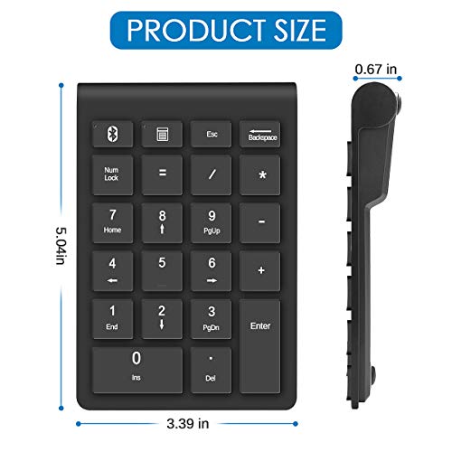 Foloda BT-NUMERIC-KEYPAD-FOLODA Bluetooth Wireless Number Pads, Numeric Keypad 22 Keys Portable Financial Accounting 10 Keys Number Keyboard Extensions thumb #3