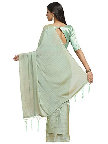 Image of AKHILAM Women's Chanderi Pure Georgette Saree with Blouse Piece