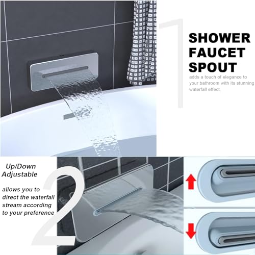 Sistema de Ducha Termostático de Doble Cabezal con Chorros Corporales, Cabezal de 16" de Techo y Cabezal de 6" de Pared con Grifo para Bañera, 5 Funciones que Pueden Operar Simultáneamente, Acabado Cromo miniatura 6
