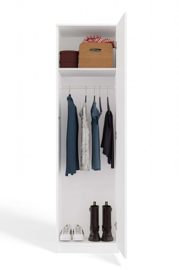 BDW SD-50 - Armadio 50 x 50 x 180 cm, 4 ripiani, ideale per una camera da letto, corridoio, cameretta dei bambini o ufficio, appendiabiti (bianco)