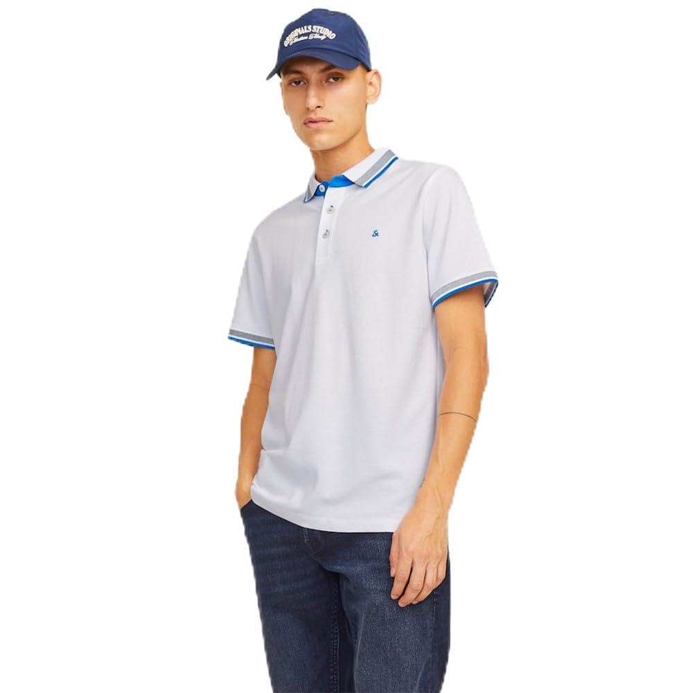 JACK & JONES Men's Jjepaulos Polo SS Noos Shirt, White/Detail: neon, XXL