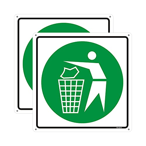 Andchi 2 Piezas Señales Que Prohíben Tirar Basura, Señales de Advertencia para Mantener el Medio Ambiente Limpio, Aluminio, Resistente 300x300 mm Cover