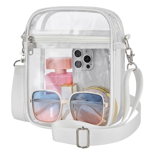 Image of Clear Bag for Stadium Events - Sports Messanger Bag Small Mini Clear Purse for Fan, Concert, Work, Travel