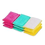 Smart Design Scrub Sponge with Bamboo Odorless Rayon Fiber - Ultra Absorbent - Soft & Scrubber Side - Cleaning, Dishes, & Hard Stains - Kitchen (Non-Scratch) [Primary] - 9-Pack