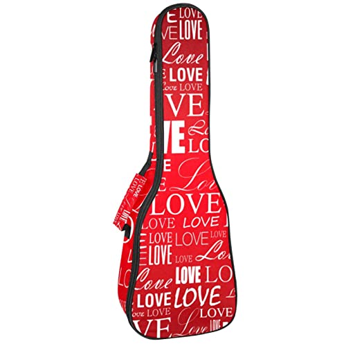 Housse de ukulélé rembourrée de haute qualité étanche motif texturé rouge d'amour