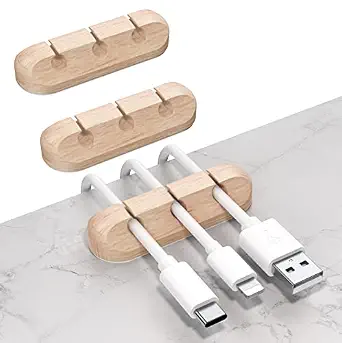 SOULWIT Cable Holder Clips, 3-Pack Cable Management Cord Organizer Clips Silicone Self Adhesive for Desktop USB Charging Cable Nightstand Power Cord Mouse Cable Wire PC Office Home