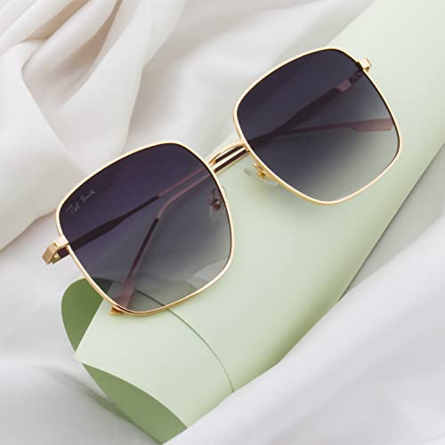 Image of Ted Smith Men's Women's UV Protection Metal Square Sunglasses