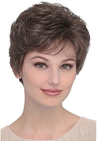Baruisi Short Brown Pixie Wig Synthetic Layered Cosplay Hair Full Wigs for White Women (Brown mixed Blonde)