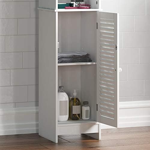 Bath Vida Liano Bathroom Cabinet Storage Cupboard Shutter Doors Floor Standing Tallboy Unit, White