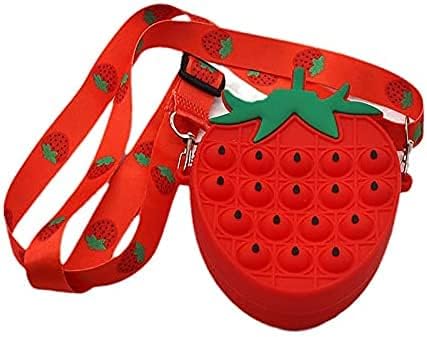 Pop Purse it Bag, Popit Purse Fidget Toys for Girls, Pop Fidget it Purse Bags Toys for Girls, Fidget Purse Crossbody Handbags Cute Purse Sensory Toys Rainbow Pop Bag Gift for Girls (Strawberry)