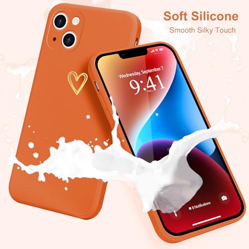 Image of Wirvyuer for iPhone 14 Case Cute Slim Shockproof Phone Case with Wireless Charging Support and Protection, Orange