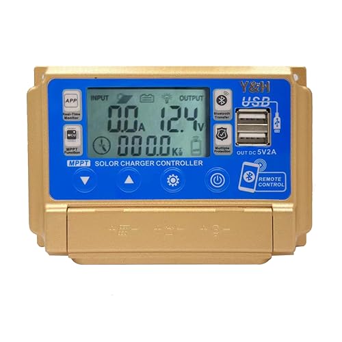 Y&H MPPT Régulateur de charge solaire 30A 12/24V écran LCD, USB, communication par application,...
