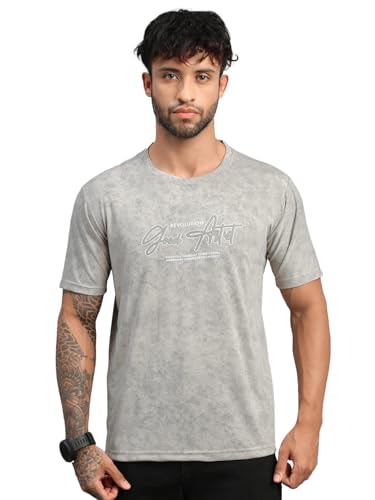 Image of Lux Nitro Men's Cloud Burst Printed Half Sleeve T-Shirt | Cotton Blend Round Neck Tee | Regular Fit Casual Wear