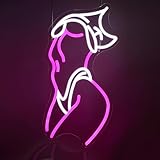 Lady Neon Signs Neon Signs for Wall Decor Pink White LED Light Sign for Preppy Room Decor Light Up Sign for Birthday Party Decoration USB Powered