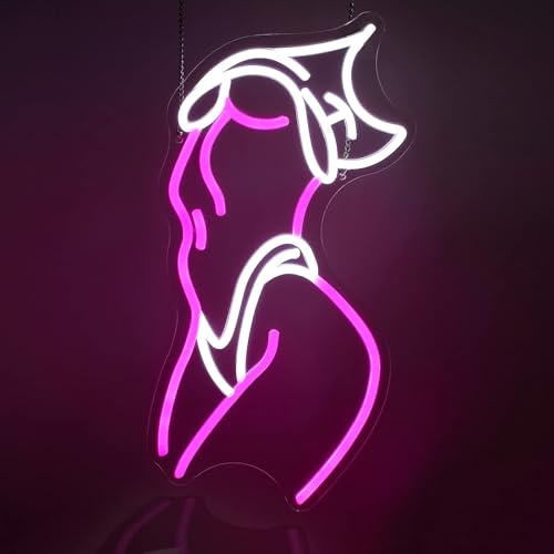 Lady Neon Signs Pink White LED Wall Decor