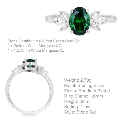 Bague en argent rhodié et pierre verte pour sublimer vos tenues de soirée