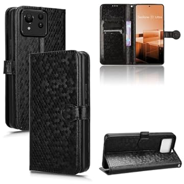 Kukoufey Capa de couro compatível com Asus Zenfone 11 Ultra, capa de telefone de couro PU capa flip compatível com Asus Zenfone 11 Ultra 5G AI2401 capa preta