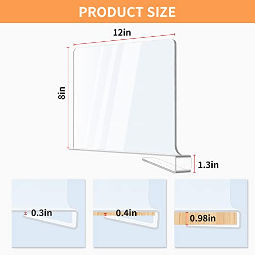 12 Pack Acrylic Shelf Dividers, Clear Shelf Divider for Closet Organization, Closet Shelf Separators for Clothes/Purses, Wood Shelves Organizers in Bedroom, Kitchen, Office, Cabinets, Bathroom Storage - Image 5