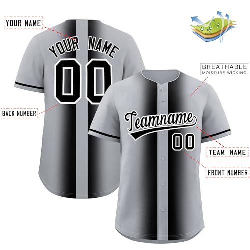 Camiseta personalizada de béisbol KXK con degradado, con botones para hombres, mujeres y jóvenes, diseña tu nombre, número y logo miniatura 3