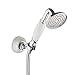 Produktbild PaulGurkes Retro Handbrausenset Nostalgie Handbrause Brausehalter Duschschlauch Vintage Brause Set Brauseschlauch 120cm 1,2m Keramik massives Messing hochwertig verchromt Landhausstil weiß