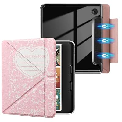E NET-CASE Detachable Magnetic Case for 7" Kobo Libra Colour & Tolino Vision Color (2024) eReader, Ultra Clear Back Scratch-Proof Light丨Easy to Detach & Attach丨Auto Sleep/Wake (Love Pink)
