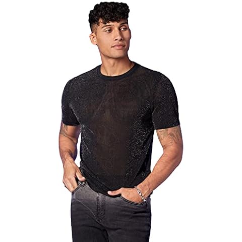 GORGLITTER Men's Sheer Mesh Summer T-Shirt Cover