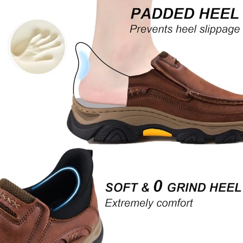 Mens Hands Free Slip On Leather Walking Outdoor Slip-Ins Loafers Work Hiking Causal Shoes3