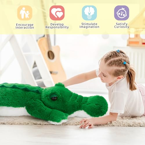 Image of MorisMos 51inch Giant Alligator Stuffed Animal, Soft Huge Alligator Plush Toy, Big Stuffed Crocodile Gifts for Kids Boys Girls Brithday