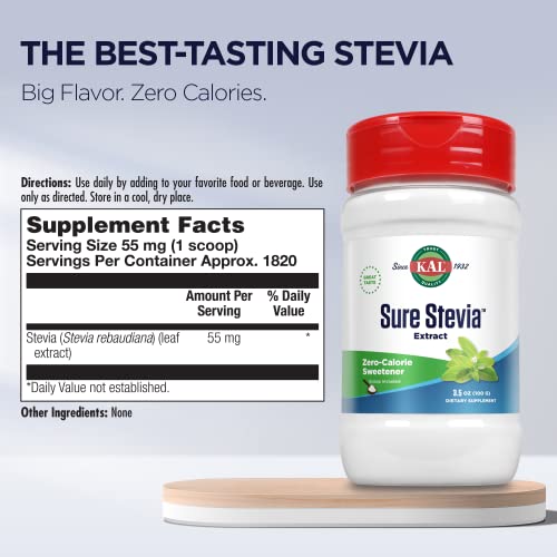 Kal Sure Stevia Extract Powder, 3.5 Oz. | Best-Tasting, Zero Calorie, Low Glycemic | 1820 Servings #TOP1