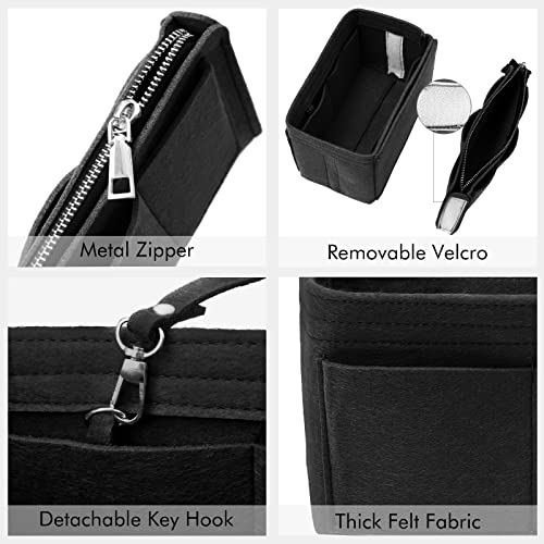 Surblue Purse Organizer Insert For Handbags, Felt Bag Organizer For Purse, Tote Bag Organizer, Tote Shaper Insert With Zippers, Thicken And Portable Handbag In Bag For Speedy Neverfull, (Black, S) #TOP3