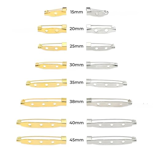 Image of Satra Traders Hole Metal Brooch, Lock Pins, Backs Safety Clasp Brooch, Jewelry Pins for DIY Craft Making | 100pcs (25mm 2 Hole)