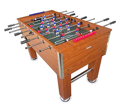Devessport - Futbolín Salón Marrón con Jugadores piernas Abiertas - Gran tamaño - Barras de Metal - Mango de plástico - Medidas: 140 x 74 x 88 cm - Dispone de marcadores