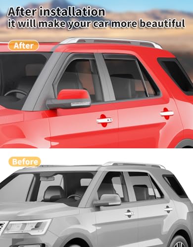 Image of in-Channel Window Visors Rain Guards for Ford Explorer 2011-2019 | Extra-Thick,Extra Durable,Window Deflectors,Vent Visors,Vent Shades,Car Accessories,Polycarbonate (PC)