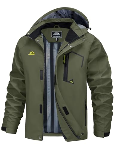 MAGCOMSEN Raincoat for Men Waterproof with Hood Windbreaker Jackets Lightweight