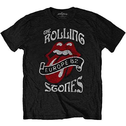 Rolling Stones The T Shirt Europe 82 Tour Band Logo Nouveau Officiel Homme Noir - Les Beatles, Paul McCartney, John Lennon, RIngo Starr, George Harrison Rolling Stones The T Shirt Europe 82 Tour Band Logo Nouveau Officiel Homme Noir