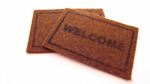 Miniature 1/12th Scale Set of 2 Doormats 1 x Welcome and 1 x Plain to Place in Front of Your Fairy Door