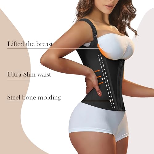 YIANNA Waist Trainer for Women Tummy Control Sports, Workout Hourglass Vest Waist Cincher with Adjustable Shoulder Strap4