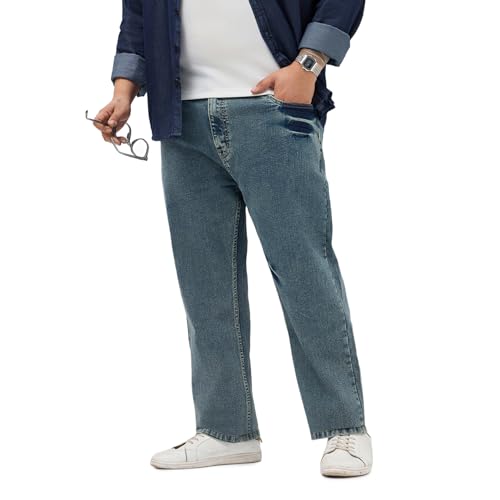 Image of Urbano Plus Men's Regular Fit Heavy Washed Denim Jeans Stretchable