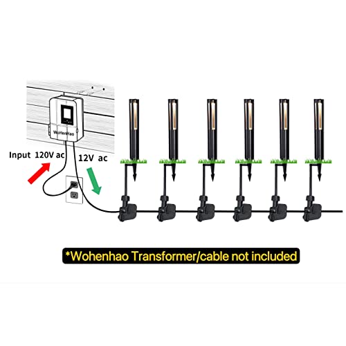 Wohenhao 10-Pack Low Voltage Landscape Pathway Lights with Wire Connectors, 3W 12V AC/DC LED Path Lighting for Courtyard/Lawn/Driveway, IP65 Waterproof Die-Cast Aluminum Construction, 3000K Warm White