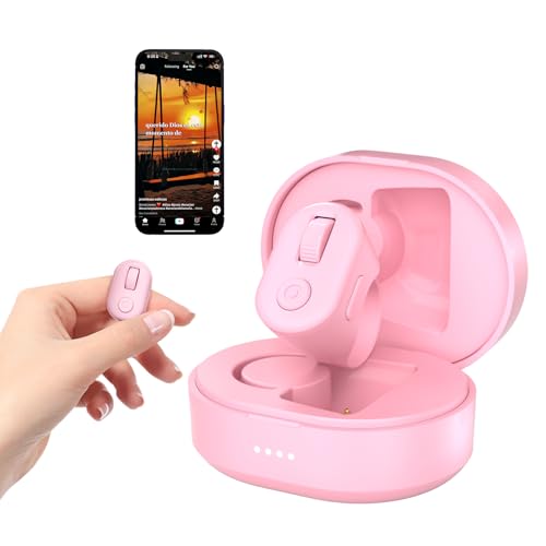 Tiktok Scrolling Ring, Bluetooth Finger Scroller Remote for Tik Tok, Page Turner for iPhone iPad & Android Tablet Ebook Reading, Remote Control Camera Video Recording for iPhone Android -Pink
