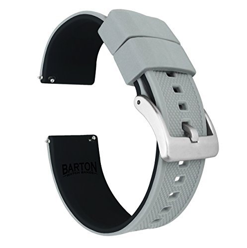 Barton Watch Bands Quick Release Elite Silicone Watch Bands, Cool Grey Top/Black Bottom, 24Mm #TOP1