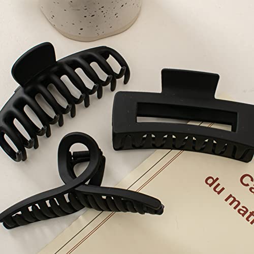 8-Piece Claw Clip Set for All Hair Types, Black Hairpins in Square, Semicircle & Keel Designs - Image 4