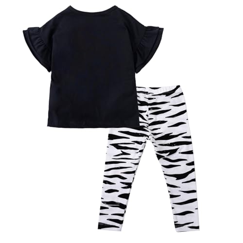 Image of HILEELANG Toddler Girl Easter Outfit Spring Summer Cotton Leggings Pants Tees Shirts Clothing Sets