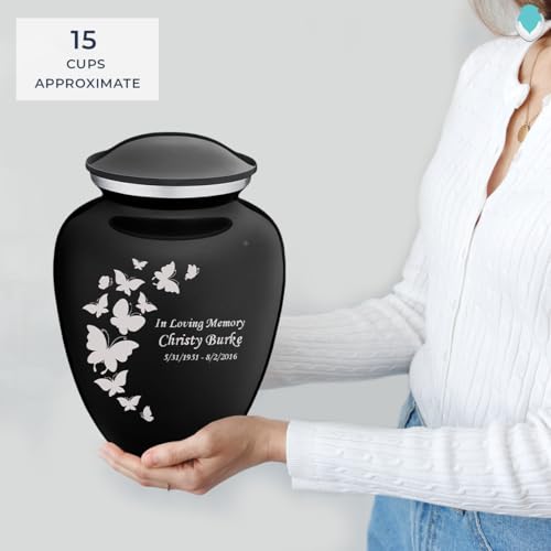 Image of Geturns Embrace Adult Custom Butterfly Cremation Urns for Human Ashes I Black Large Funeral Urn for Female and Male I 200 lbs