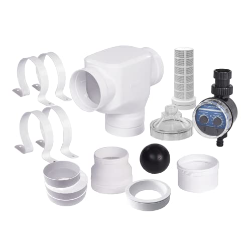 Rain Harvesting First Flush Max with Catch-All Tee and Electronic Valve 3" - Rainwater Diverter Kit with Customizable Flush Intervals and Anti-Clogging, Optimised Drainage