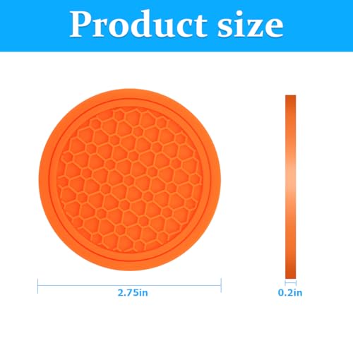 Image of Mandark 2PCS Car Cup Holder Coasters, 2.75 Inch Non-Slip Insert Water Bottle Holder Pads, Dustproof Automotive Interior Accessories Mat, Universal for Vehicles, Trucks, RVs and More(Orange)