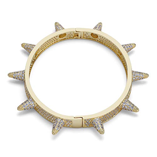 Pulsera de metal pesado hip hop que no se desgasta con remaches
